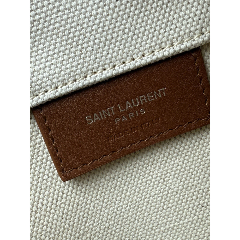 Saint Laurent Rive Gauche Linen Leather Women’s Bucket Bag in Beige - Picture 14 of 16